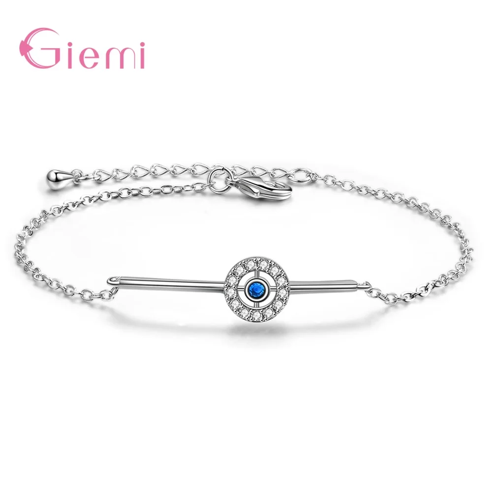 Браслет из настоящего серебра 925 пробы с ярко-синим кристаллом вставляется в