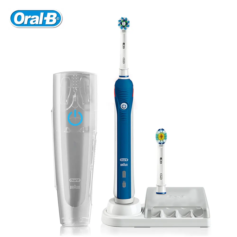 

Oral B 3D Electric Toothbrush Inductive Rechargeable Rotation Type Teeth Whitening Gum Care Stain Removing with Travel Box Brush