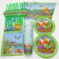 81pcs 20 person cartoon dinosaur disposable tableware set kids birthday party decor banner straw napkin cup plate party supplies