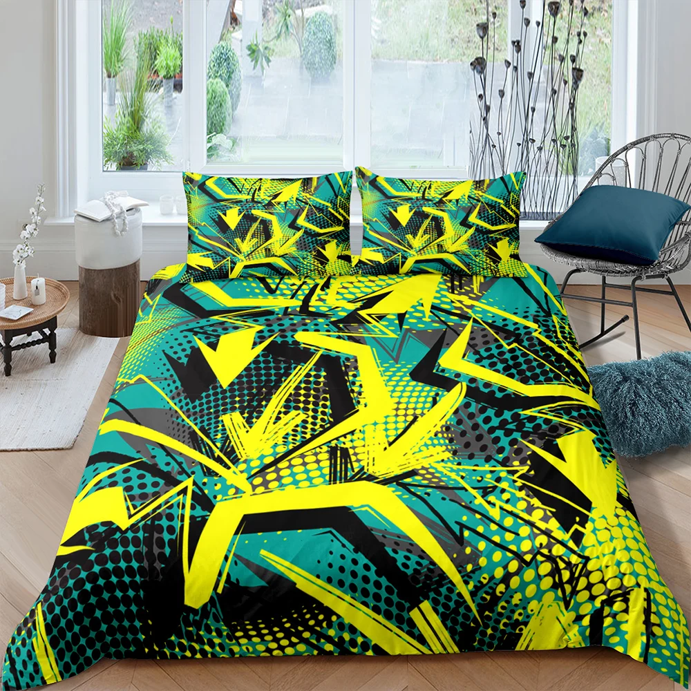 Комплект постельного белья из 3 предметов с абстрактным геометрическим узором