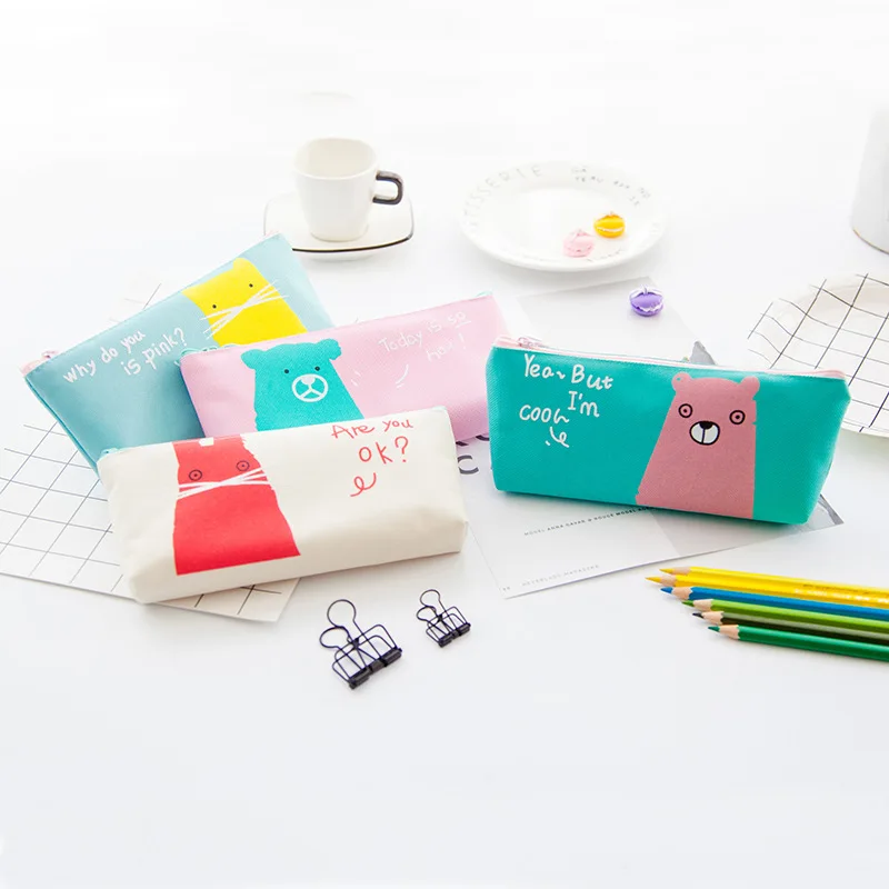 

Cute Animals Zipper Pencil Case for Kids Girls Large Capacity Kawaii Pen Bag Wholesale School Stationery Supplies Pencil Pouch