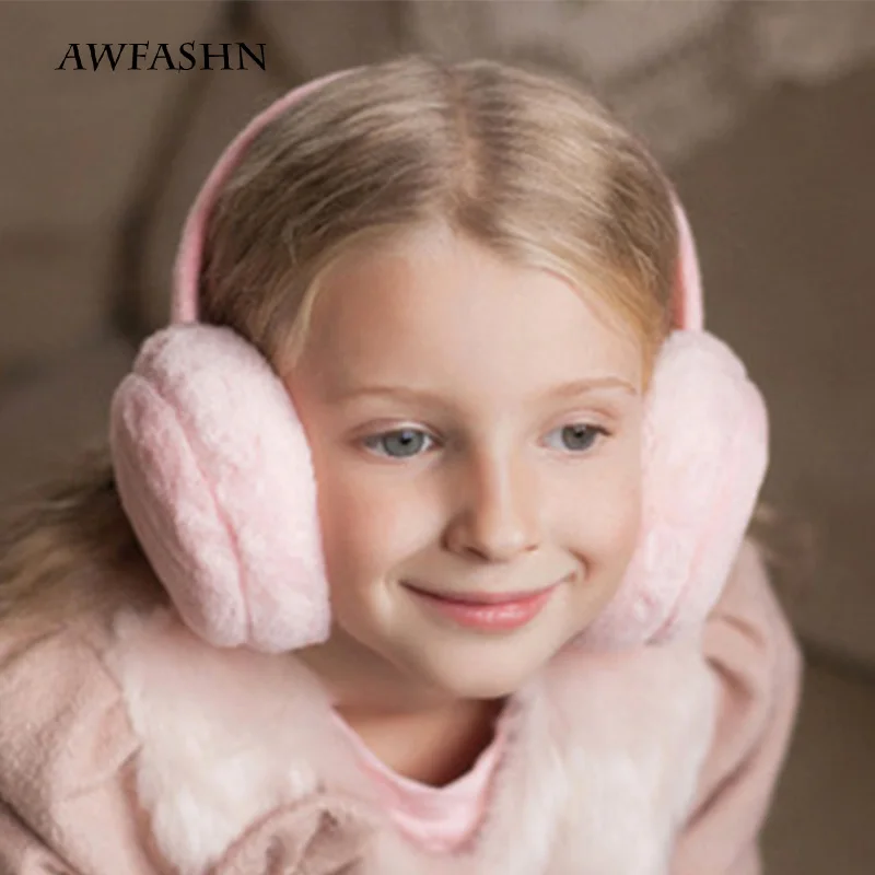 Однотонные Детские Зимние теплые наушники 2019 для мальчиков и девочек удобные