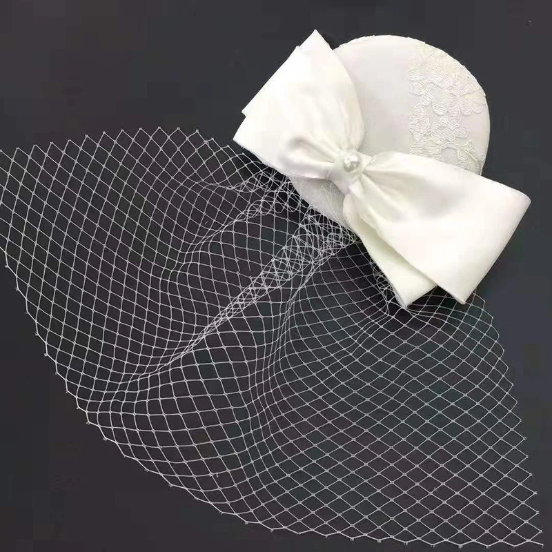 100% Ручная работа Женская федора Шляпа Федоры Платье Фасцинатор Льняное войлоковое Пиллбокс Партийные головные уборы Элегантная свадебная лук Вуаль LM071.