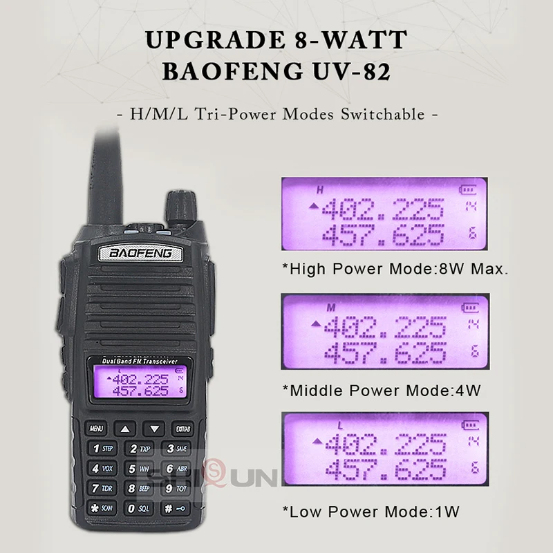 2Pcs UV-82 8W Walkie Talkie 10 KM Baofeng 8W radio Dual VHF UHF Portable Ham Radio UV-82 Amador Walky Talky Baofeng UV 82 UV82