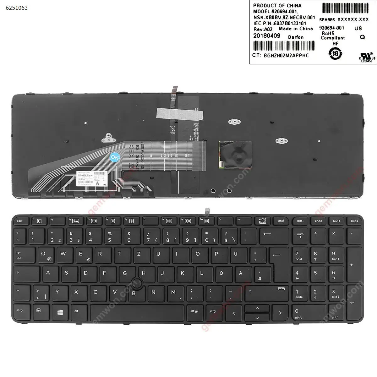 Немецкая раскладка QWERTZ новая сменная Клавиатура для ноутбука HP ProBook 450 G3 455 470 G4 с подсветкой|Клавиатуры