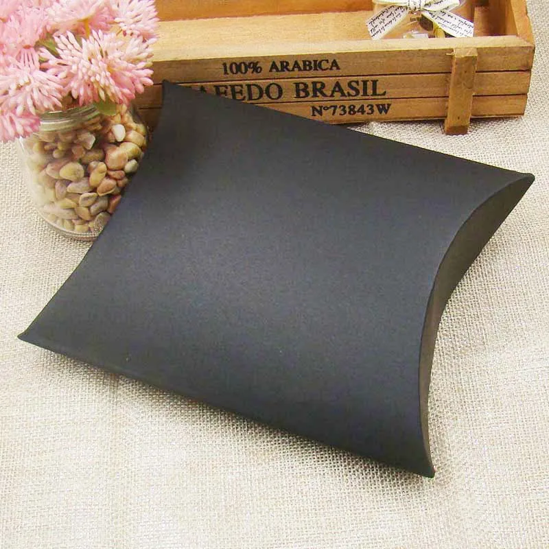 

100 pcs paper box Kraft black white Pillow Shape Wedding Favor Gift Box Party Candy Box Wholesales Pillow boxes