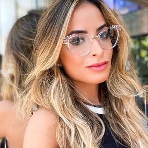 Женские прозрачные очки с блокировкой сисветильник, Модные прозрачные линзы, оправа кошачий глаз, винтажные Брендовые очки, 2020