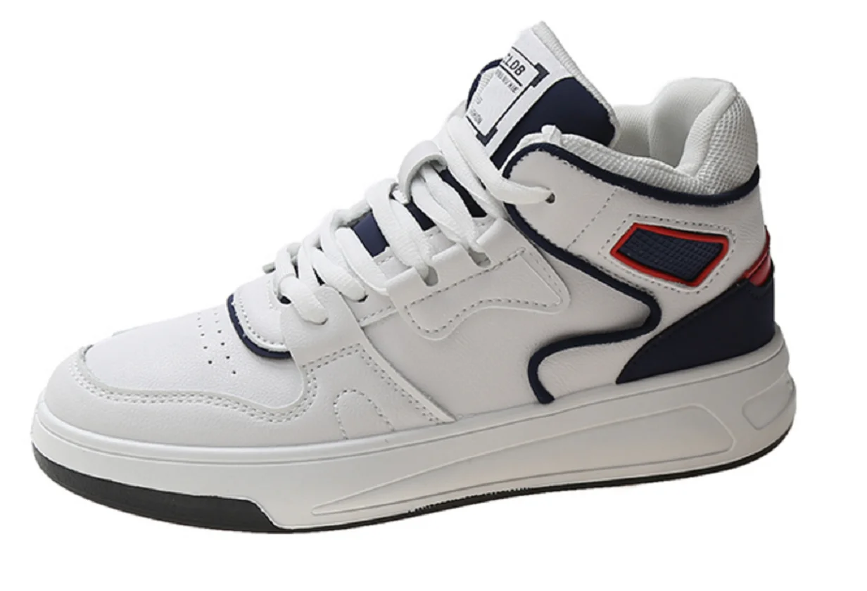 

Fashion High Top Sneakers Women Sports Shoes PU Leather White Sneakers 2021 New Lace-up Vulcanized Casual Shoes basket femme