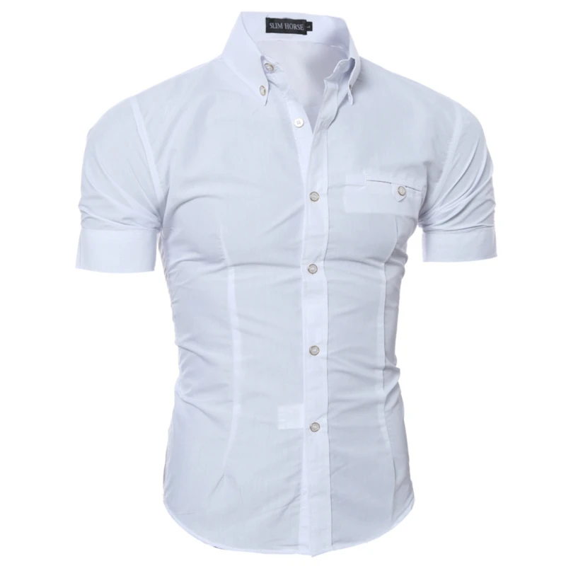 

Summer Social Chemise Men's short Sleeve Shirt 2020 New Mens Homme Solid Color Business Slim Fit Shirts