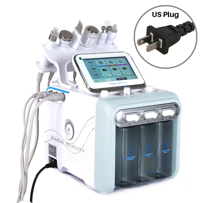 US Plug Pro 6 в 1 Гидра дермабразия Aqua Peel чистый уход за кожей био светильник RF вакуумная Очистка лица Гидро Вода кислородная струя очистка машина - Цвет: US Plug