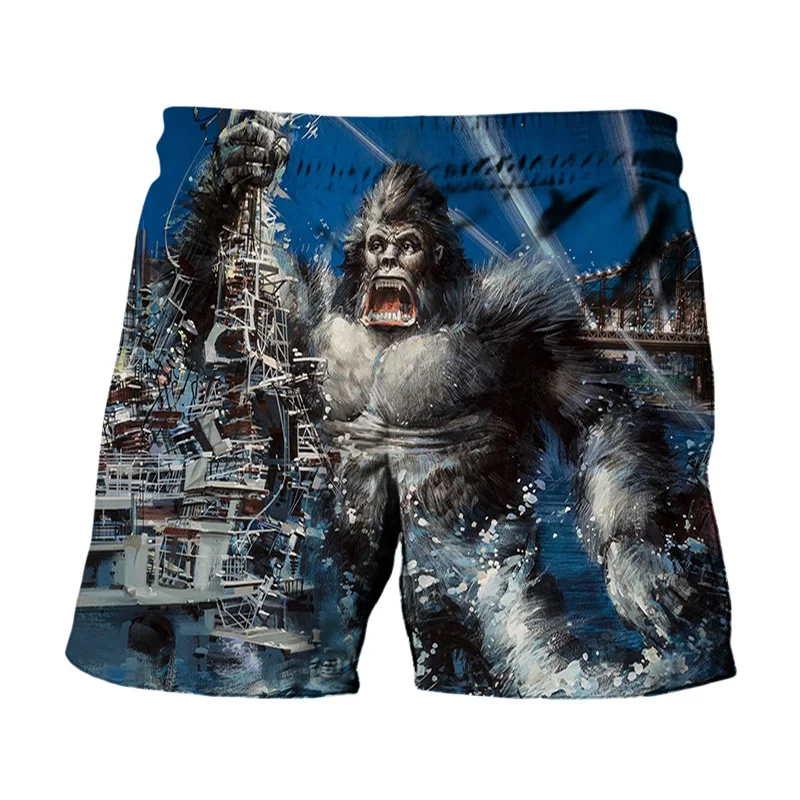

Пляжная одежда с принтом Gorilla King Kong, мужские брюки с рисунком животных, уличные крутые брюки, Летние повседневные мужские пляжные шорты