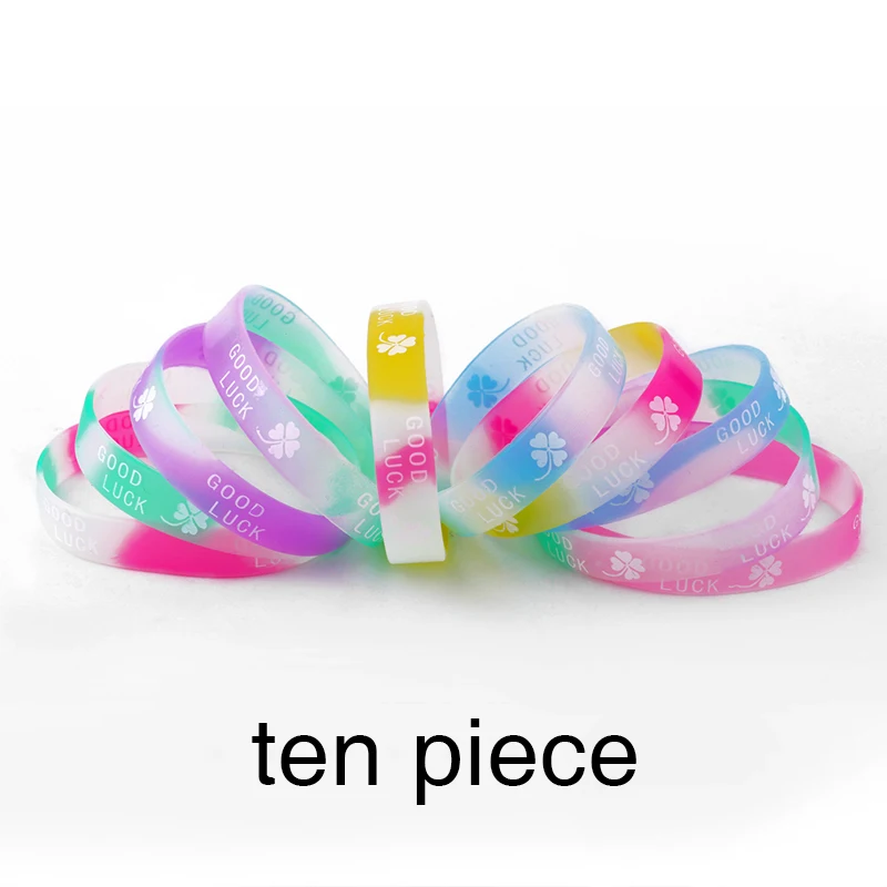 10 шт. спортивные силиконовые браслеты карамельных цветов хорошие клевер удачи