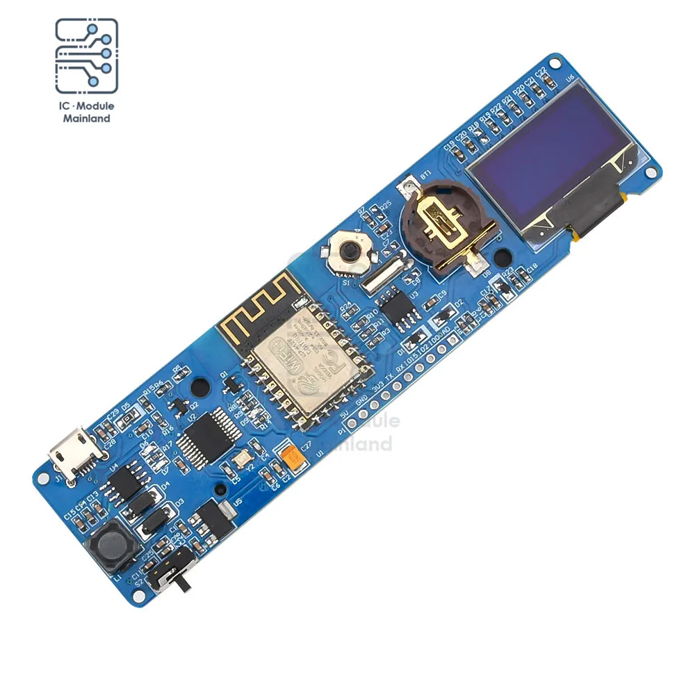 Модуль часов ESP8266 0 96 дюйма светодиодный экран LC-ESP-CLOCK-18650 8266 плата для разработки