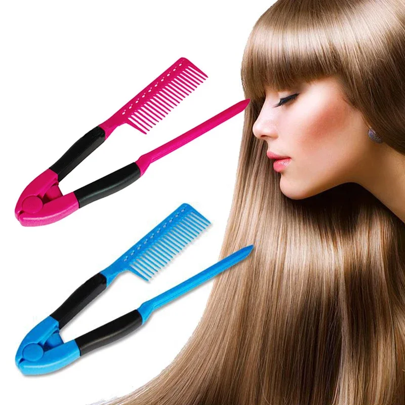 

V Type Washable Folding Hair Straightener Comb DIY Salon Hairdressing V-shaped Brush Styling Tool Accessories Hair Styling Tool