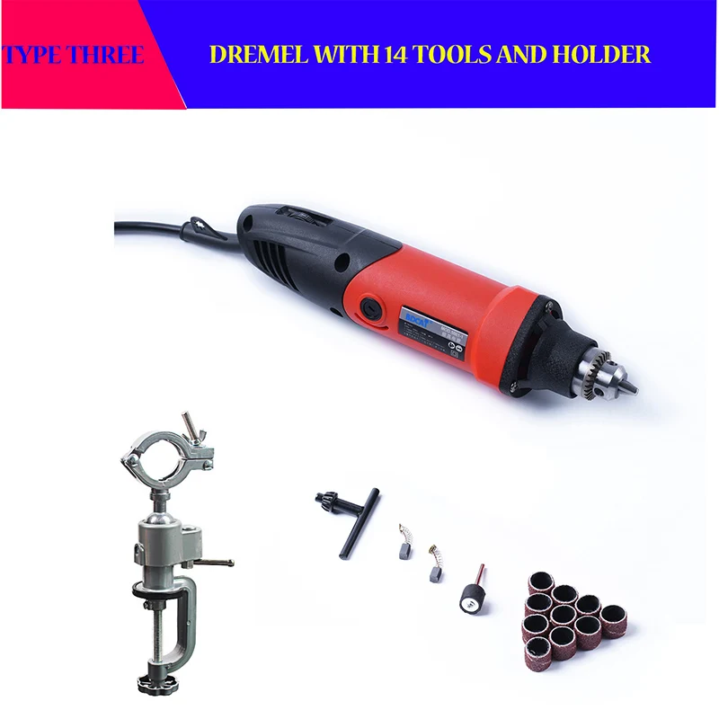 dremel with holder BDCAT 400 Вт электрическая дрель мини гравер переменная скорость роторный шлифовальный станок Инструменты сверлильный станок электроинструменты с Dremel аксессуары - Цвет: dremel with holder