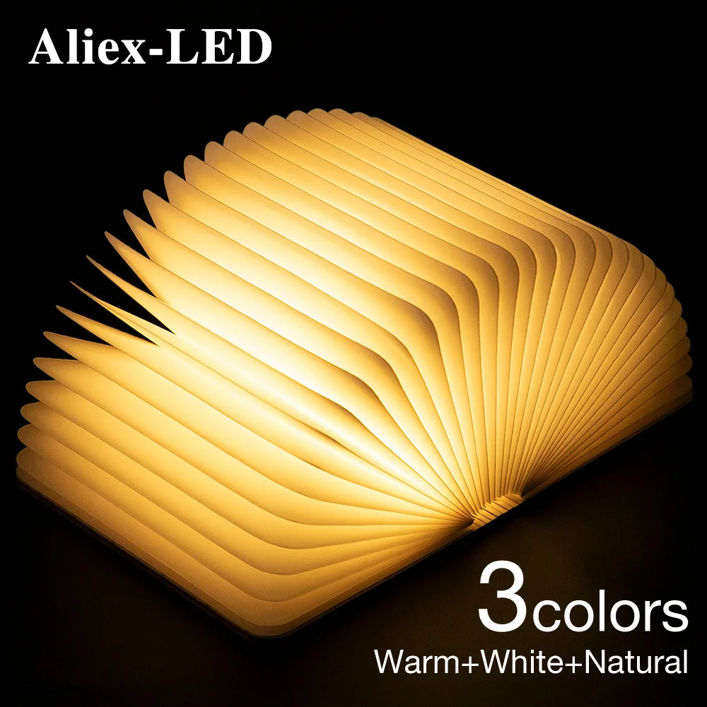 LED Wooden Book Lamp Children Reading light USB Bedside Tabl