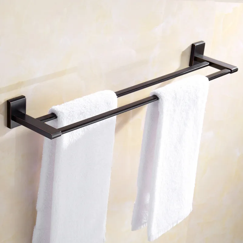 

Bathroom Towel Bars Copper Wall Mounted Nail Punched Bath Hardware Bathroom Accessories 40-60cm Black Oil Brushed Free Shipping