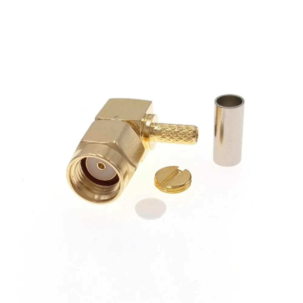 

RP-SMA Male Plug Right Angle Crimp RG174 RG316 LMR100 RF Connector