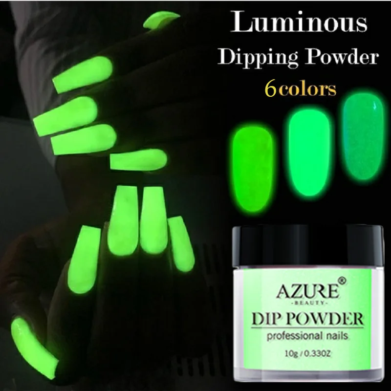 Azure beauty 6 шт./лот светящийся порошковый флуоресцентный эффект в темноте пудра для