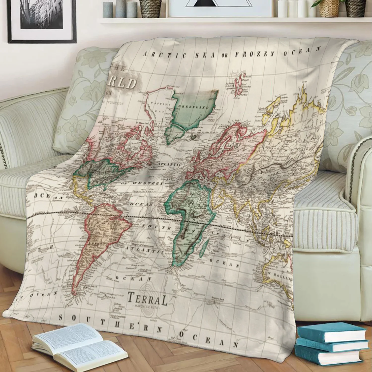 

Vintage Map Of The World (1833) Wall Tapestry 3D Printed Shabal Blankets Are Soft Warm And Washable And Throw On The Sofa For