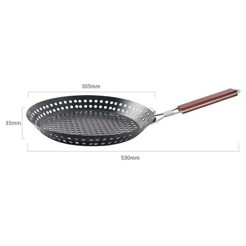 

OOTDTY Outdoor Camping Foldable Round Frying Pan Picnic BBQ Heat Resistant Steak Grilled Skillet