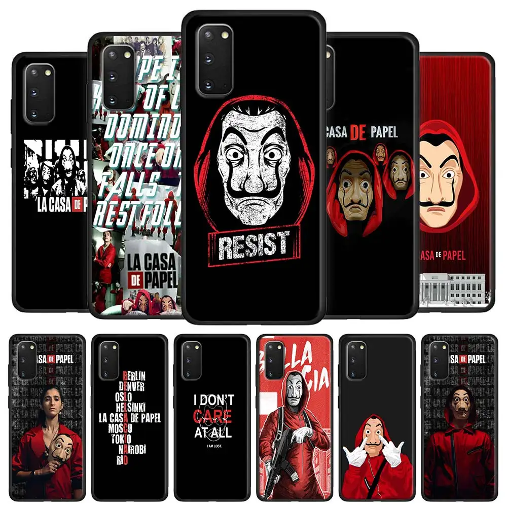 La Casa De Papel денег кейс для Samsung Galaxy S10 S20 S7 S8 S9 S10e Note 8 9 10 плюс 20 Ультра 5G с черным