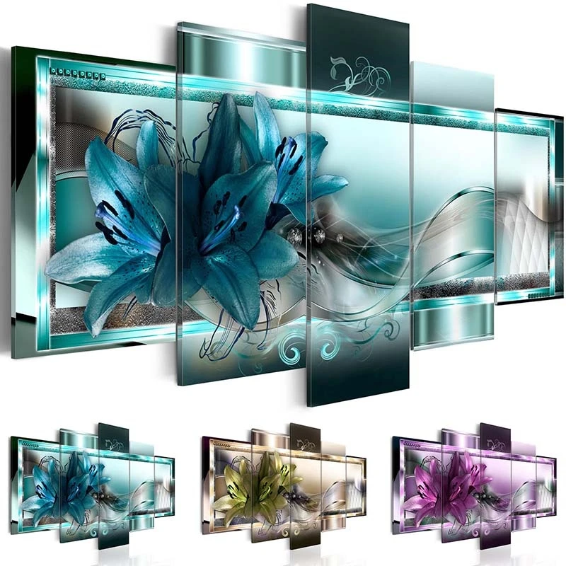 

Fashion Home Decor Canvas Print Modern Abstract Flower Floral Art Painting Living Room Decoration Beautiful Lilies