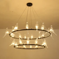 nordic modern gold led pendant lights glass bird iron ring bedroom dinning room kitchen hanglampen voor eetkamer lamp