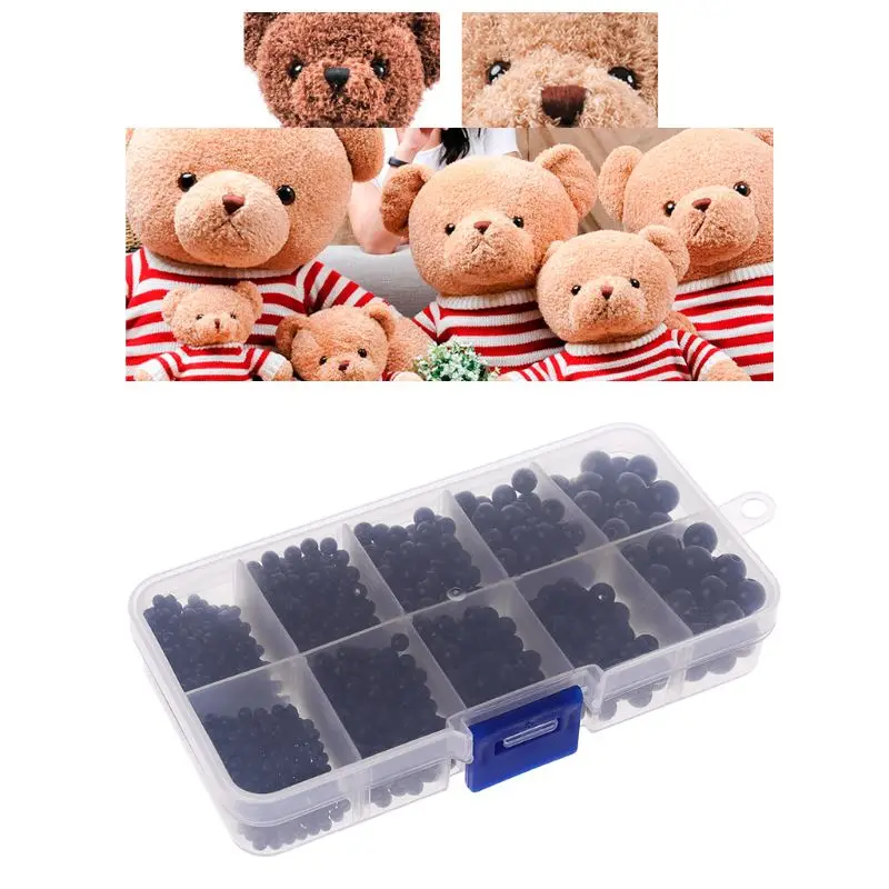 

1380Pcs 3mm/4mm/5mm/6mm/8mm DIY Doll Puppet Plastic Black Eyes Sewing Beads Safety Craft For Handmade Doll accessories