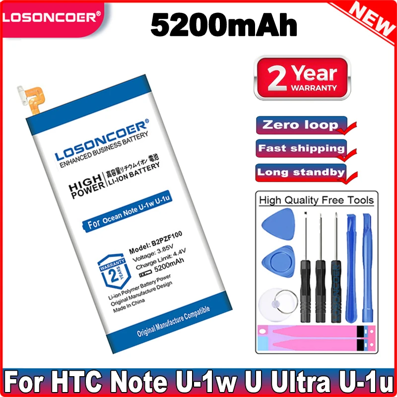 Аккумулятор для телефона LOSONCOER 5200 мАч B2PZF100 HTC Ocean Note U-1w U ультратонкие Аккумуляторы