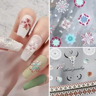 1 шт. богемные Цветочные наклейки для дизайна ногтей 5D гравировка Ox Horn черные наклейки для ногтей для украшения накладных ногтей