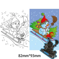 cutting dies sking snowman metal and stamps stencil for diy scrapbooking photo album embossing paper card 8293mm