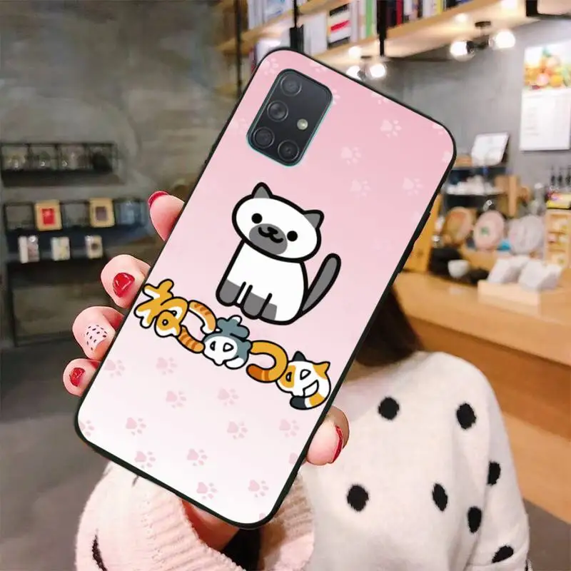 Японский чехол для телефона в виде кота Samsung A10 A20 A30 A40 A50 A70 A80 A71 A91 A51 A6 A8 2018 Бамперы 