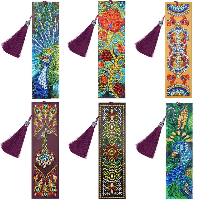 5D DIY Special Shaped Diamond Painting Leather Bookmark Diamond Embroidery Craft Tassel Book Marks for Books Christmas Gifts 1