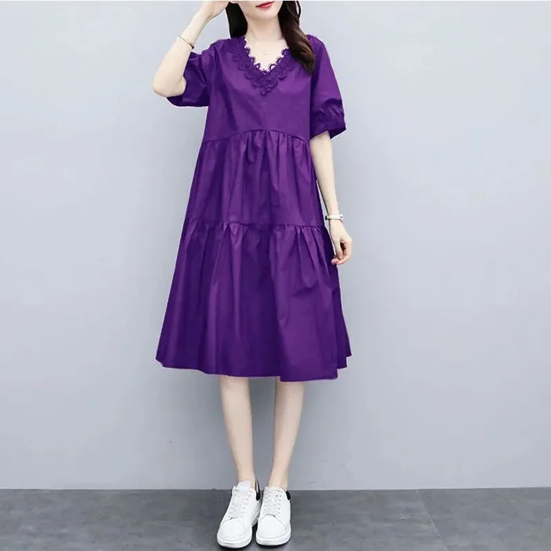 

Women Loose Dresses Long Sleeves Large Size Ladies Casual Fashion Knee Length African New Trending Spring Summer Female Robes