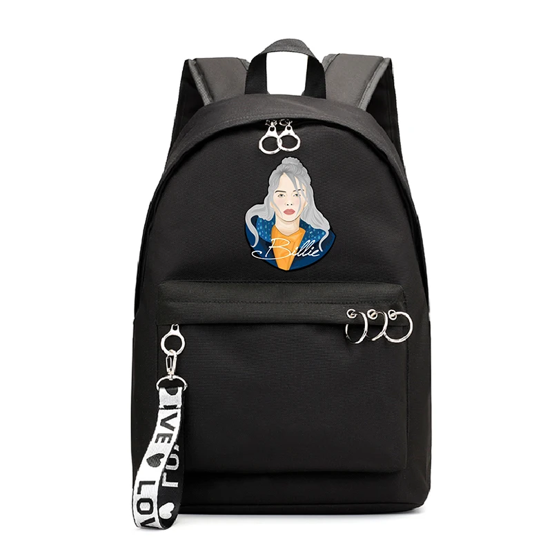 Billie Eilish bag 14 Billie Eilish, школьный рюкзак для девочек, женская сумка для колледжа, сумка для книг, дорожные сумки на плечо, подростковые холщовые рюкзаки, Mochila Escolar - Цвет: Billie Eilish bag 14