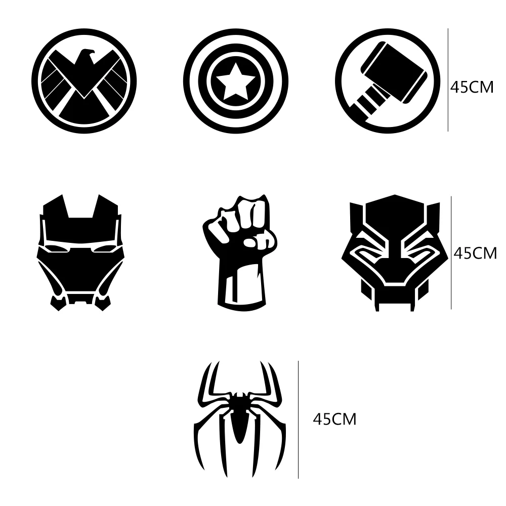 Автомобильная наклейка 2 шт. защитная пленка Железный Человек-паук Тор Халк