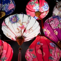 14 inch retro chinese silk lanterns japan vietnam mid autumn lantern for outdoor wedding spring festival party hanging decor