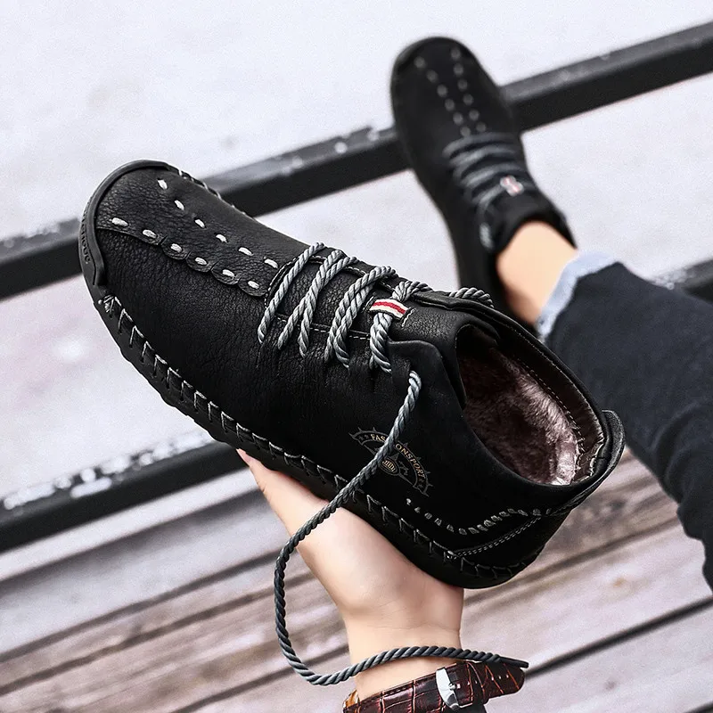 Новинка Сезон осень-зима Мужская повседневная обувь для вождения Мягкая теплая