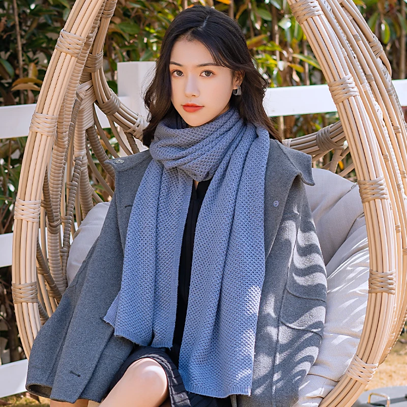 Buy 100% Lamswol Sjaal Vrouwen Herfst Sjaals En Wraps Winter Warm Head Sjaal Retro Blauw Luxe Kasjmier Deken Sjaal Pashmina