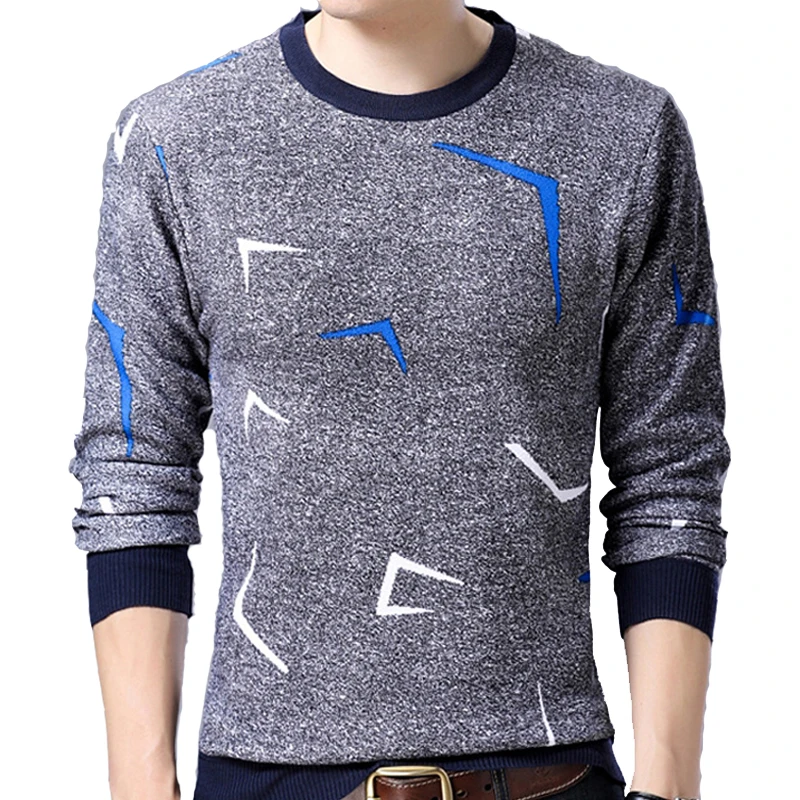 2019 осень зима свитер для молодых мужчин с длинными рукавами круглым вырезом
