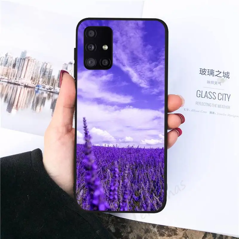 

Simple lavender Purple flowers Phone Case black For Samsung galaxy S 21 20 10 8 A 51 71 50 21s 70 40 20 20e note 10 plus Ultra