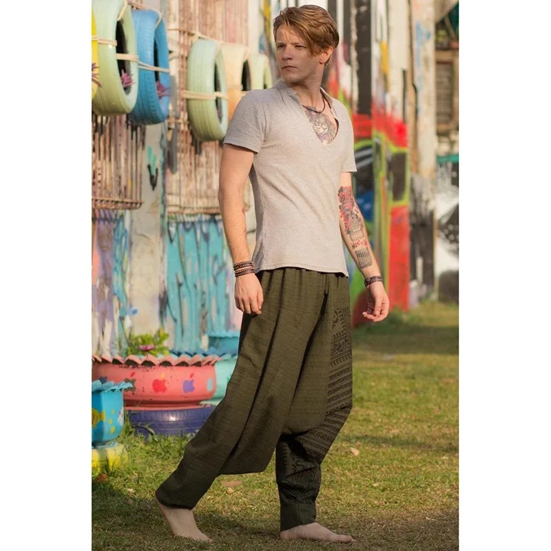 Hip Hop Aladdin Hmong Baggy Boho Cross-pants Men Medieval Renaissance Pirate Horseman Loose Pants Viking Trousers Harem |