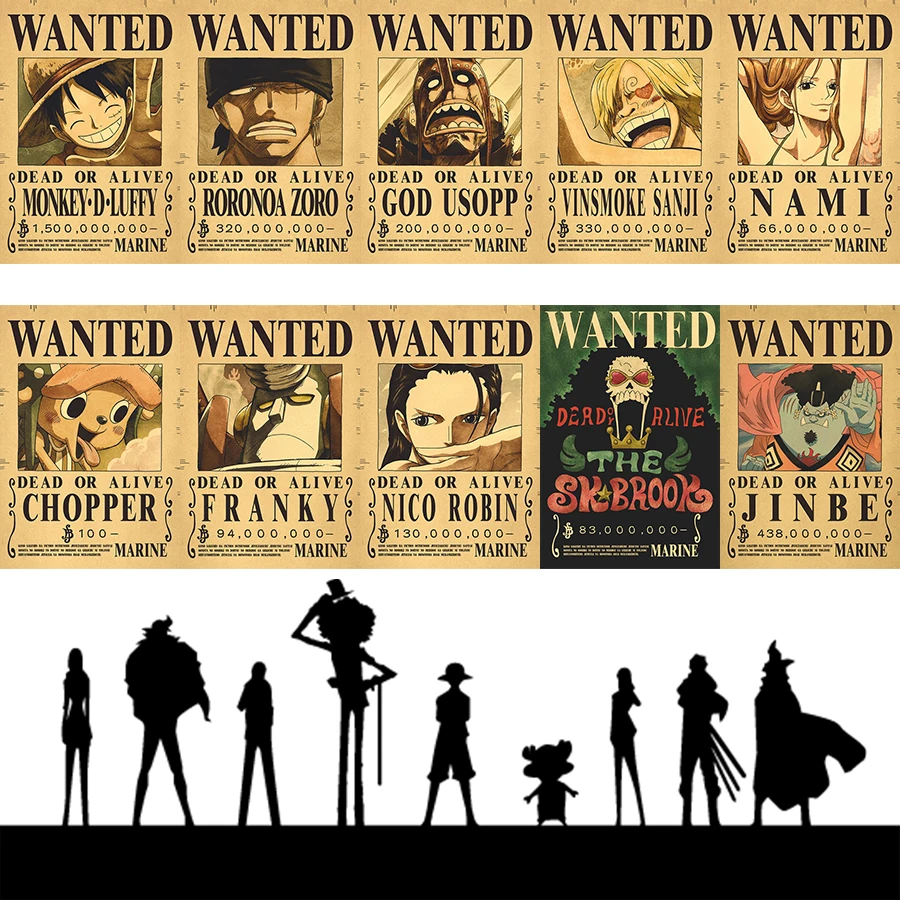 

tapb 42.5x28.5 cm Vintage Paper ONE PIECE Wanted Posters Anime Luffy Home Decor Wall Stickers Poster