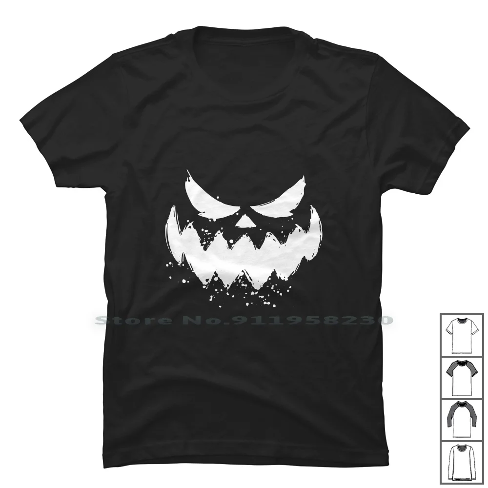 Scary Pumpkin Costume - Halloween Gift Funny T Shirt 100% Cotton Silhouette Halloween Pumpkin Vector Horror Skull Scary Black