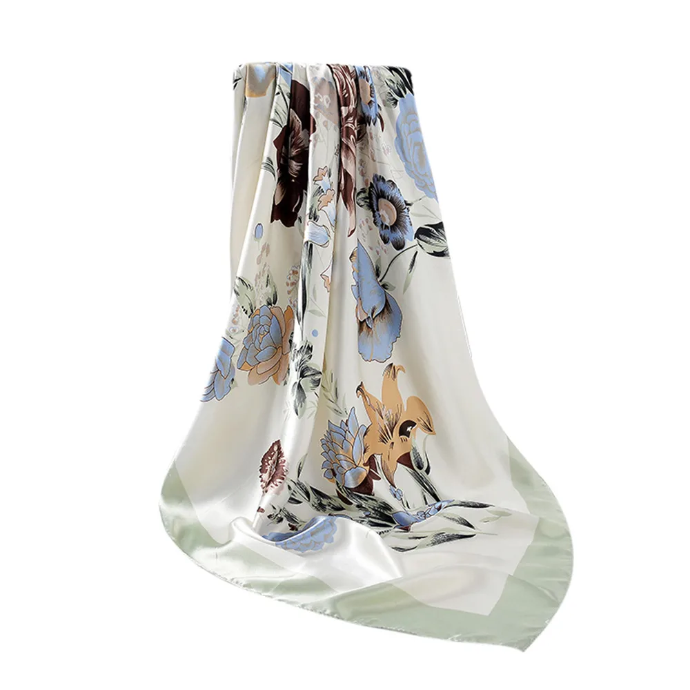 Бесплатная Страусиные шелковые шарфы для женщин платок с квадратной головой