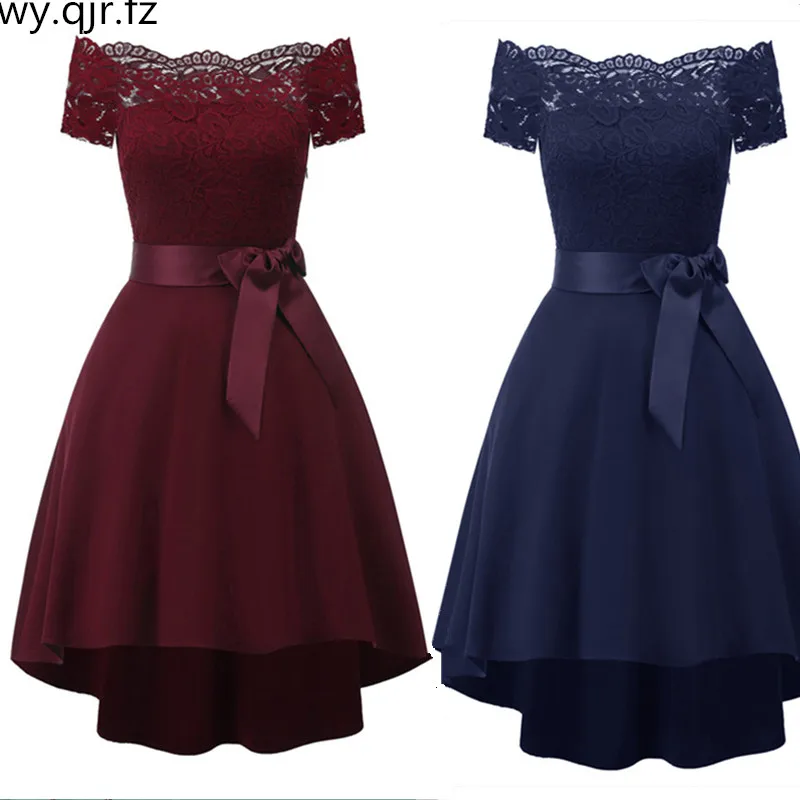 Кружевные короткие вечерние платья с бантом и вырезом лодочкой CD 1613 # коктейльное