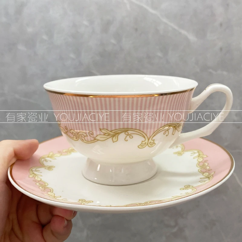 

Creative striped coffee cup set ceramic coffee cup and saucer bone China afternoon tea English milk tea cup