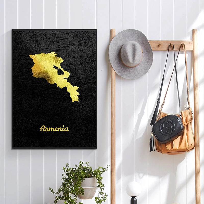 Золотая карта армия холст живопись Настенная картина печать украшение для дома