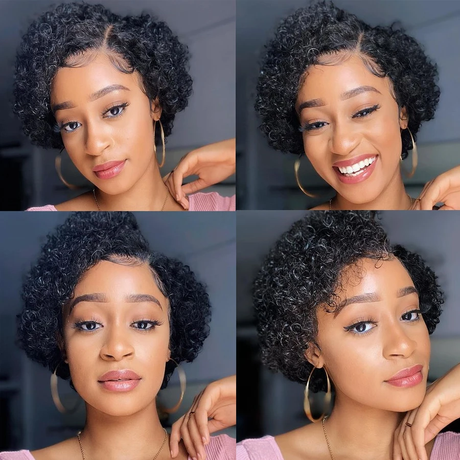 

Pixie Cut Wig Human Hair Short Curly Pre Plucked Bleached Knots Wigs Bob Wig Lace Front Human Hair Wigs 250% Lace Closure Wig